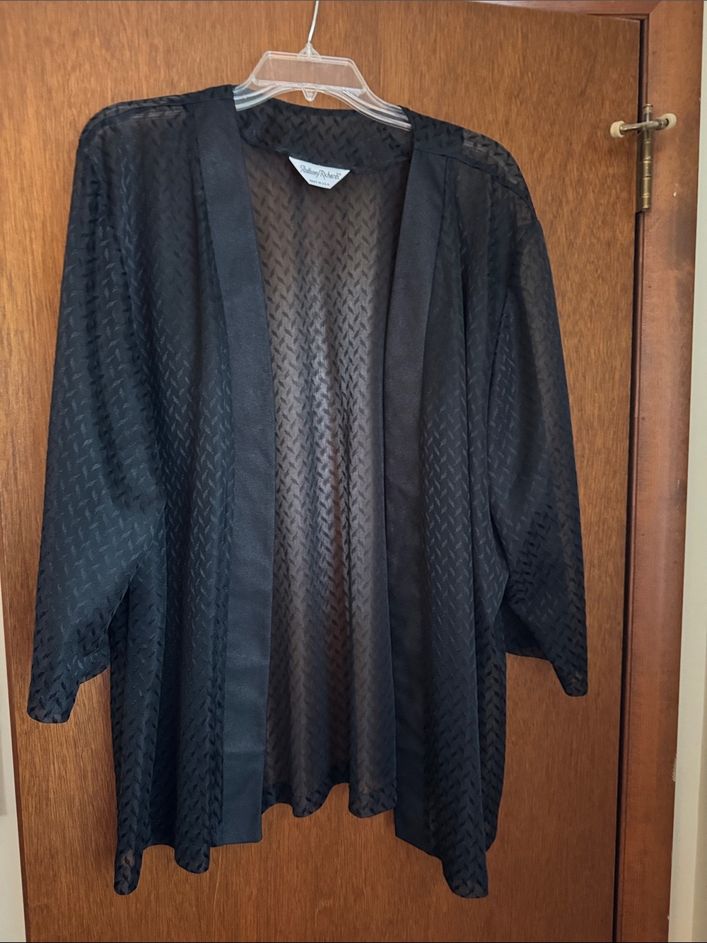 Anthony Richards 2X Black Sheer Chevron Kimono Cardigan